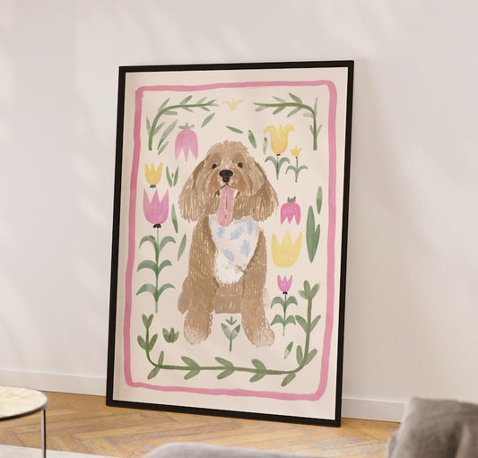 Custom pet portrait Watercolor custom Floral pet art Memorial Personalized pet art Loss pet portrait from photo wallart Bouquet Print Gift